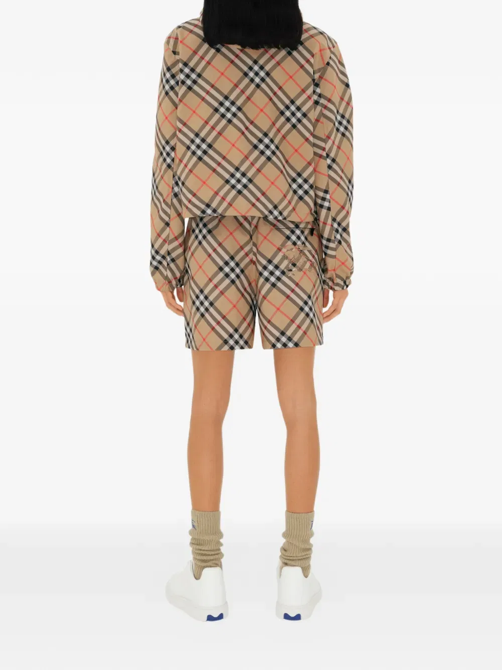 Жакет Burberry двусторонний укороченный клетчатый, аппликация рыцарь, нейтральный — фото 4