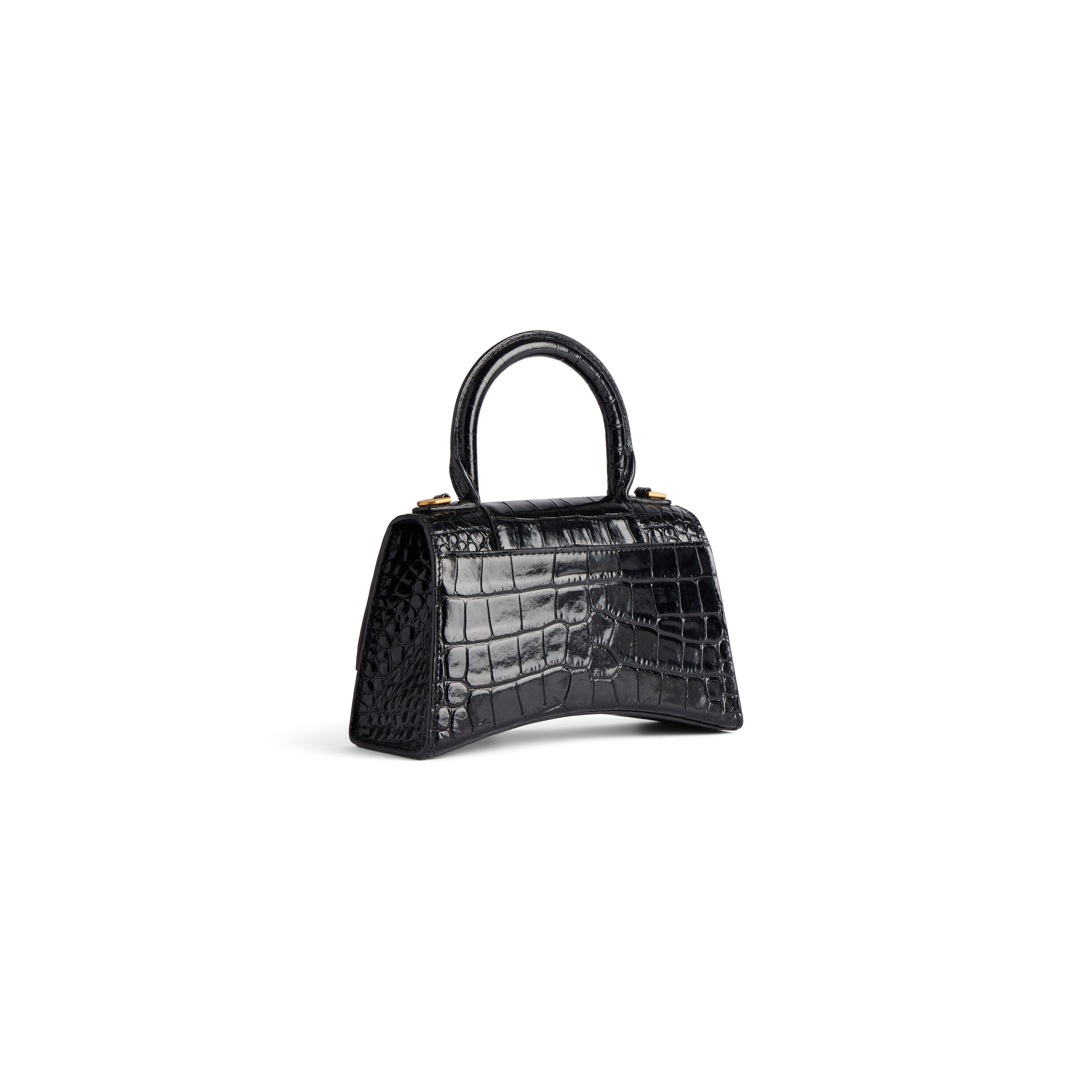 Сумка Hourglass XS с тиснением под крокодила BALENCIAGA, черный — фото 2
