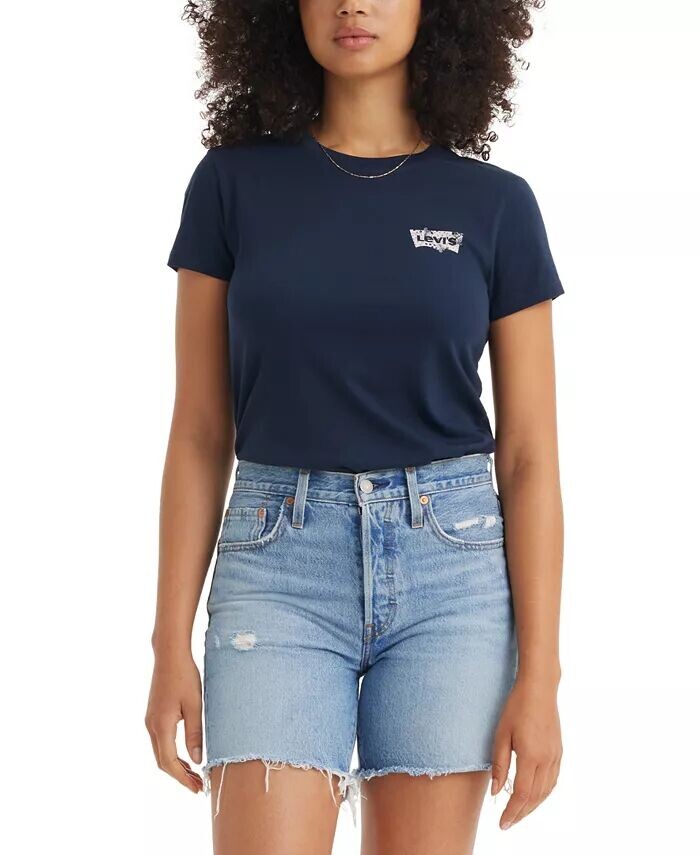 

Женская хлопковая футболка с графическим логотипом Perfect Levi's, синий