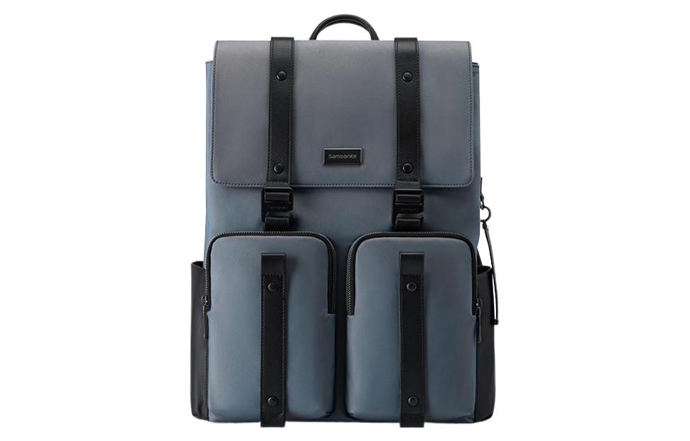 

Samsonite Тканевый рюкзак с кожаной спинкой мужской синий