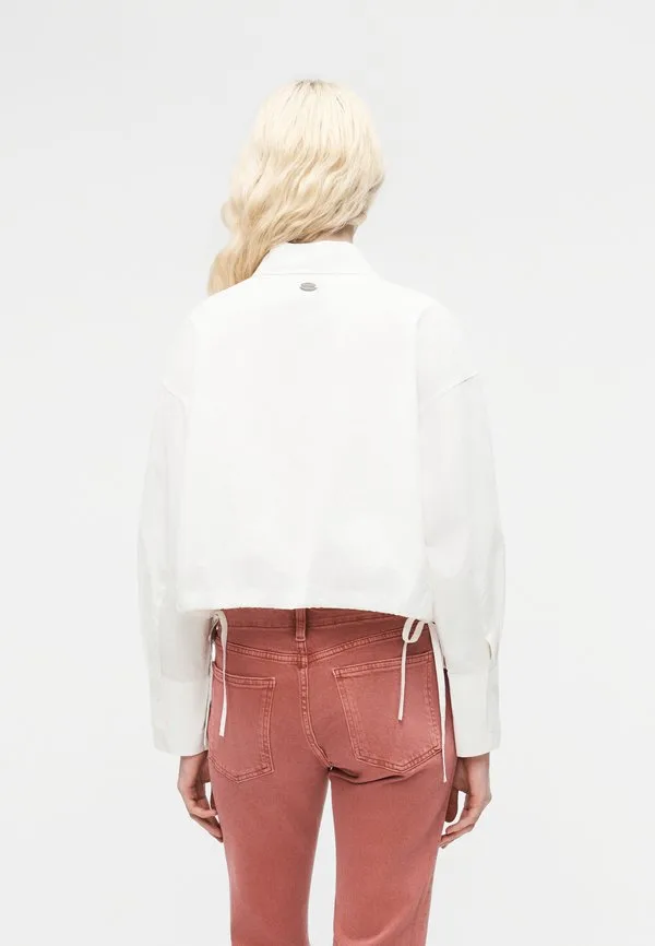Укороченная блузка с завязками по бокам и пуговицами Gap, Optic White — фото 3