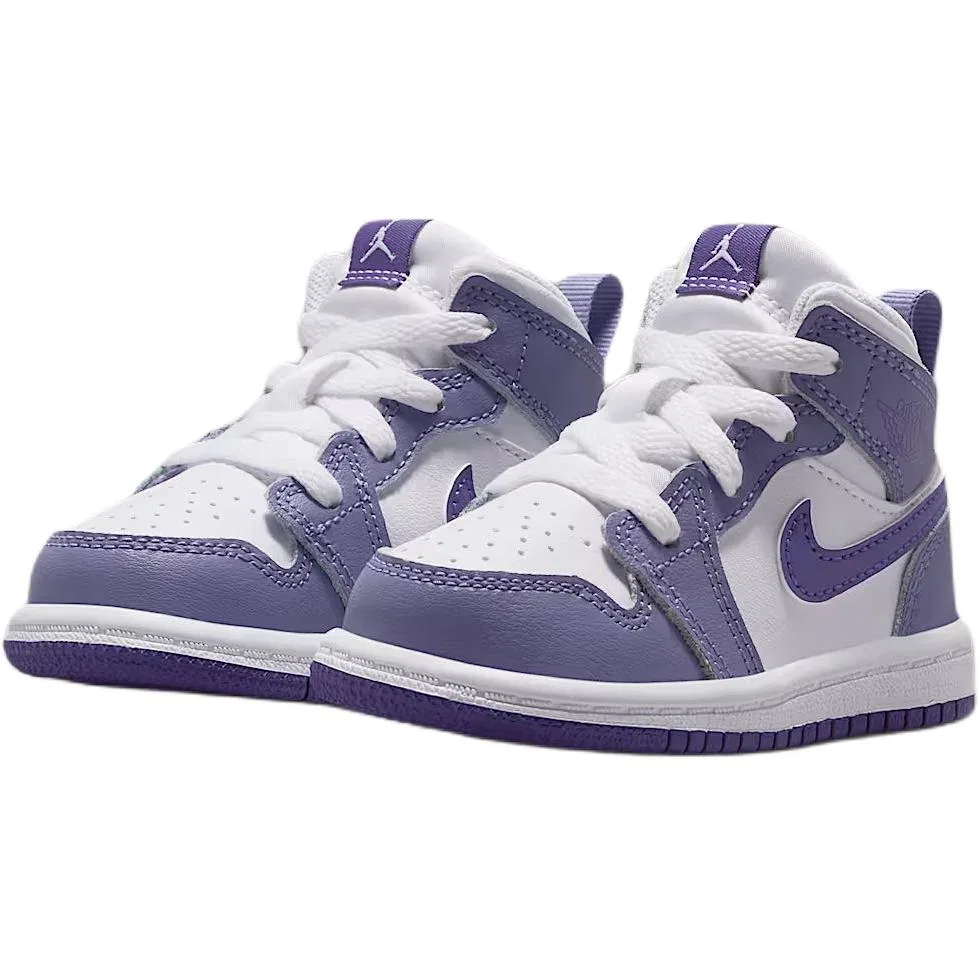 Кроссовки детские Jordan 1 Mid Top White Purple — фото 4
