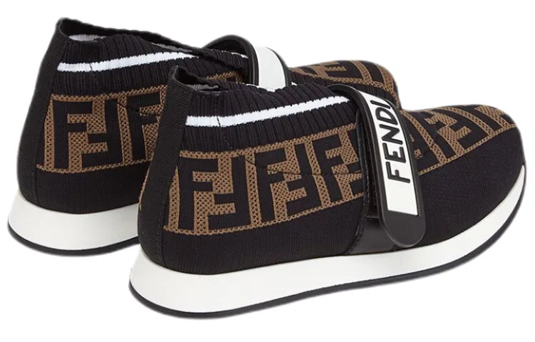 Кроссовки детские FENDI с FF инкрустацией черные — фото 4