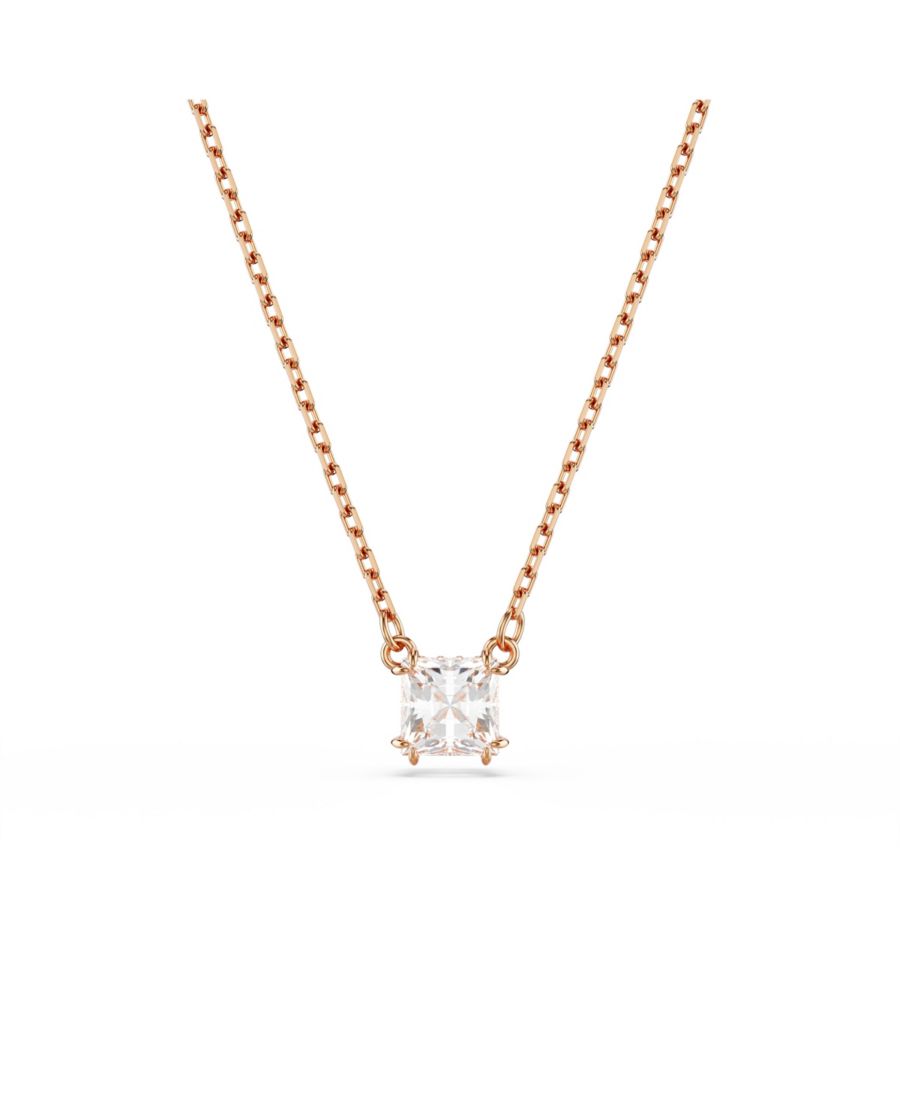 

Кулон Stilla квадратной огранки, белый, колье Swarovski, Rose gold