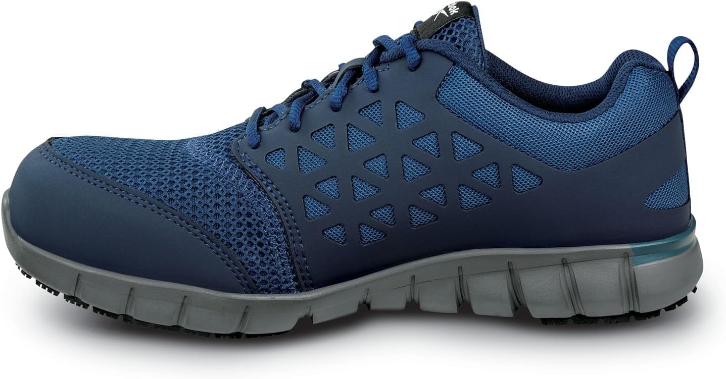 Мужские кроссовки Reebok Sublite Cushion Work MaxTrax с композитным носком SRO, синий/серый/темно-синий — фото 4
