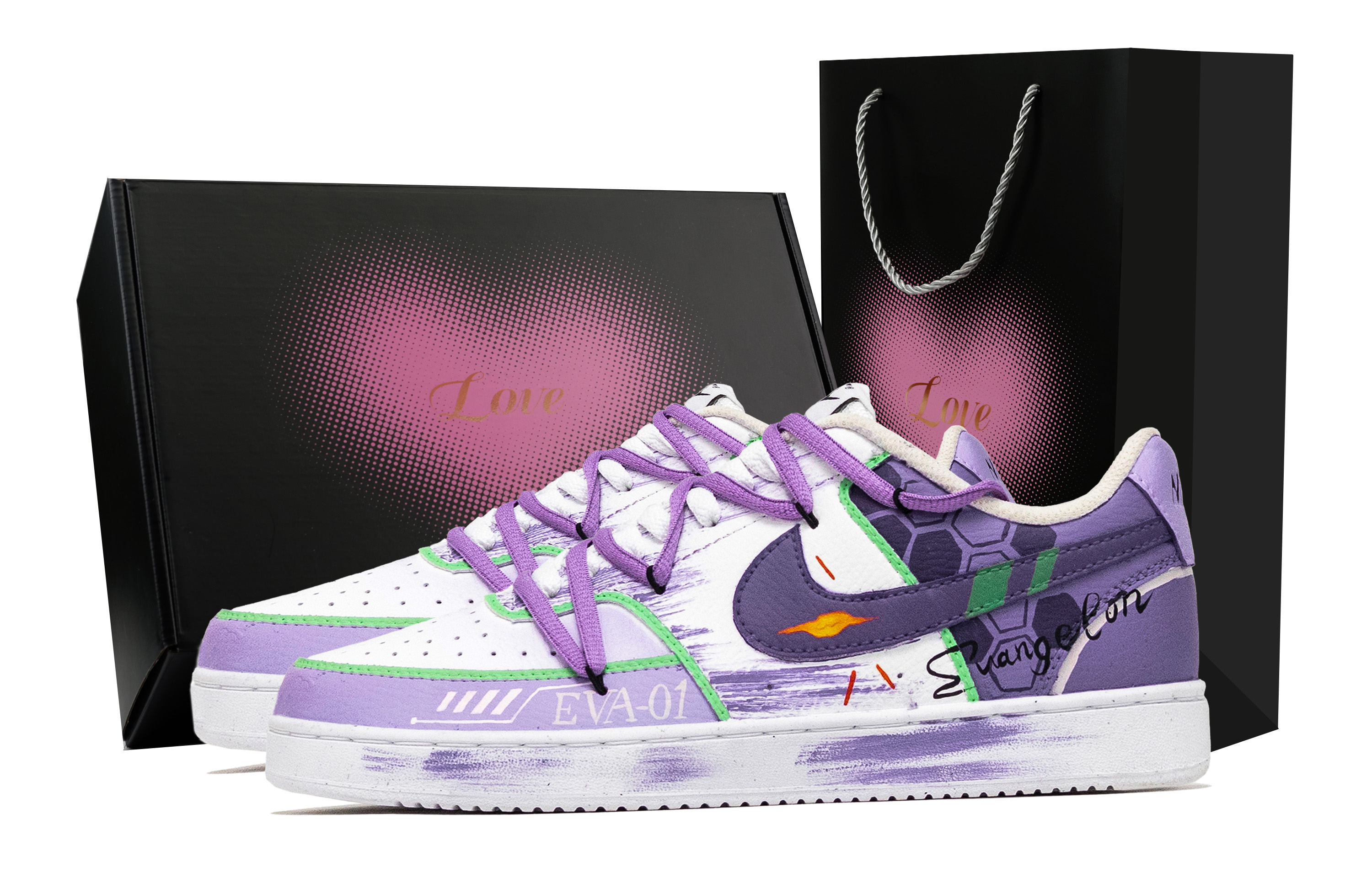

Nike Кроссовки Court Vision 1 Evangelion 01 с низким верхом, противоскользящие, износостойкие, мужские, фиолетовые