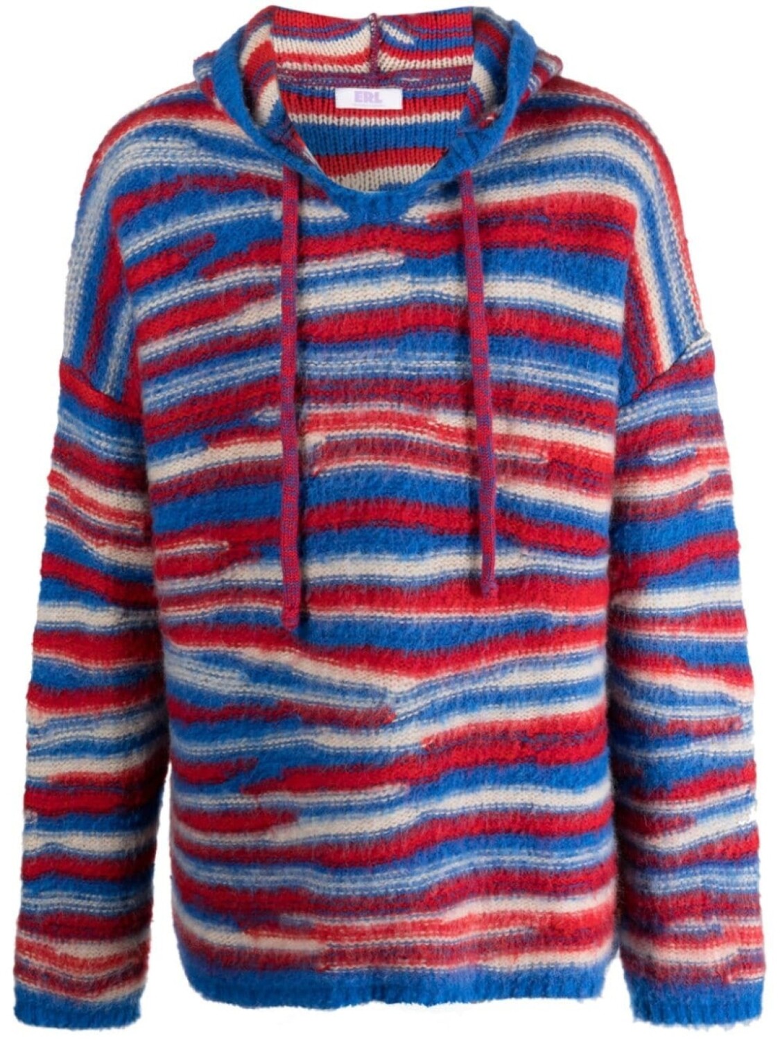 

ERL striped intarsia-knit hoodie, синий