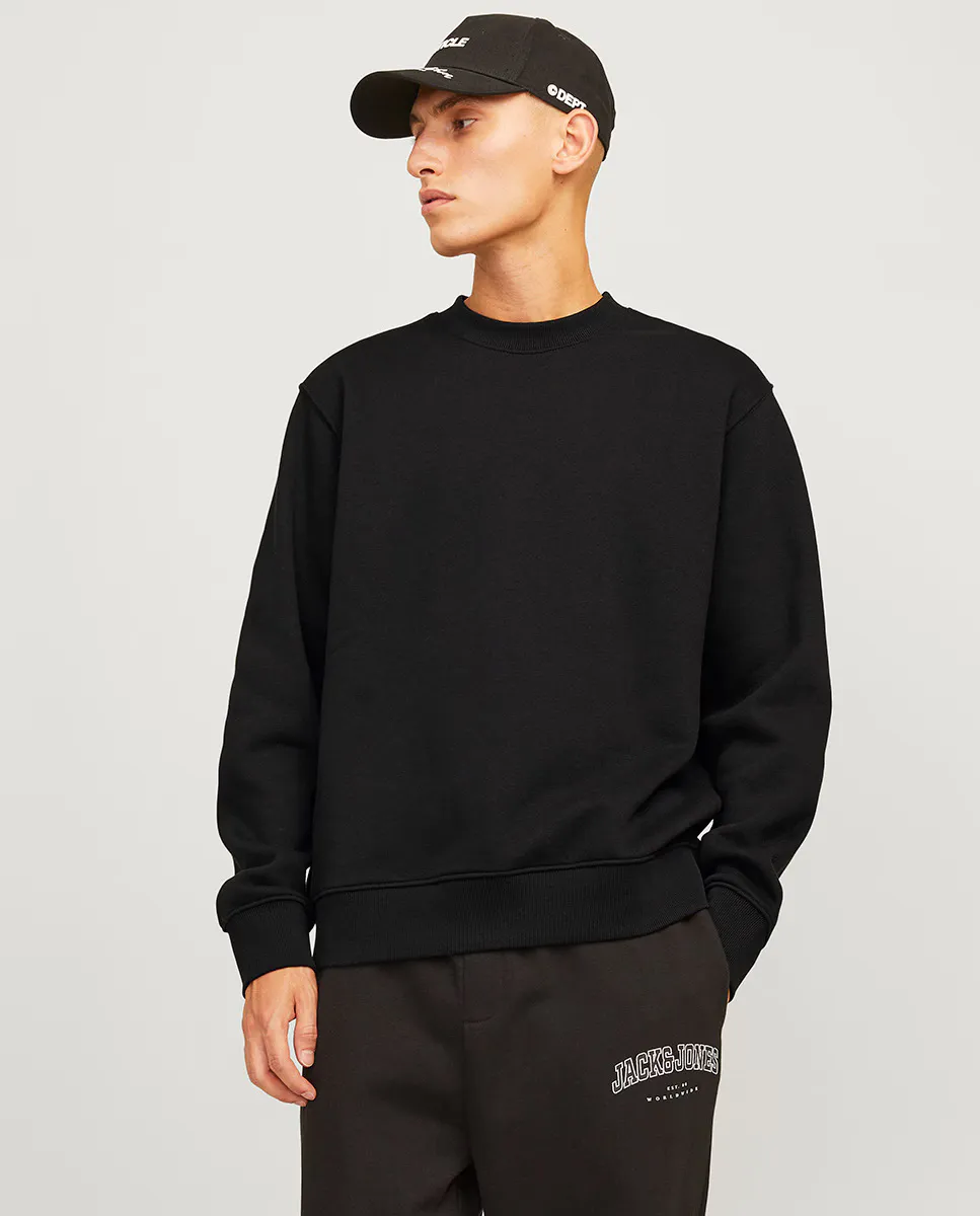 

Мужская однотонная толстовка с длинными рукавами и круглым вырезом Jack & Jones, черный