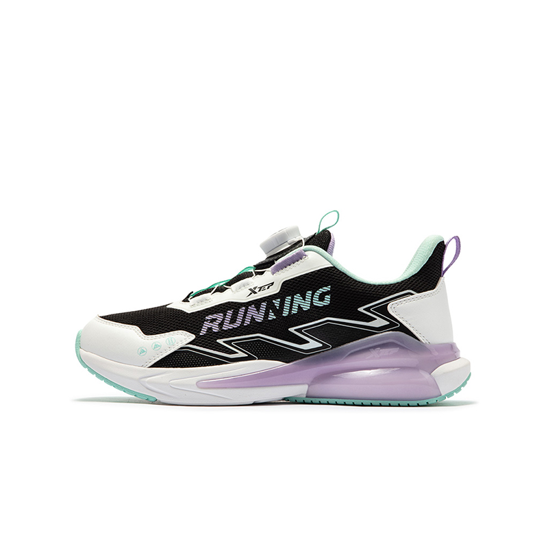 

XTEP Детские кроссовки с низким верхом, устойчивые к скольжению, черные, белые, с ирисовым фиолетовым оттенком