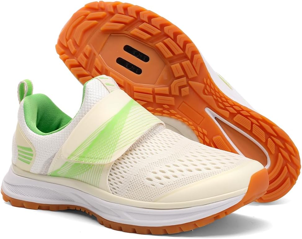 

Женские кроссовки для велотренажера, дышащие, высокопроизводительные для использования в помещении и на улице - совместимые с SPD Tailoria, зеленый