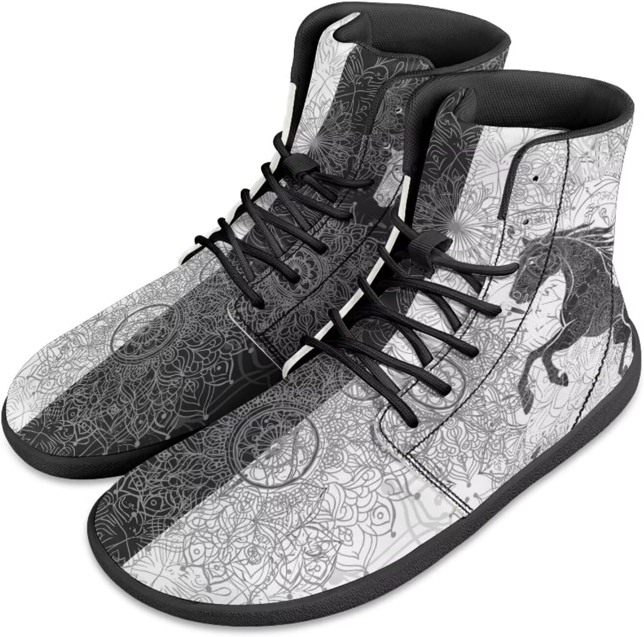 

Мужские кроссовки Barefoot Shoes с принтом Datura Animals: высокие, с широким носком, на шнуровке, с нескользящей подошвой, для тренировок и бега Xixirimido, Datura Running Horse