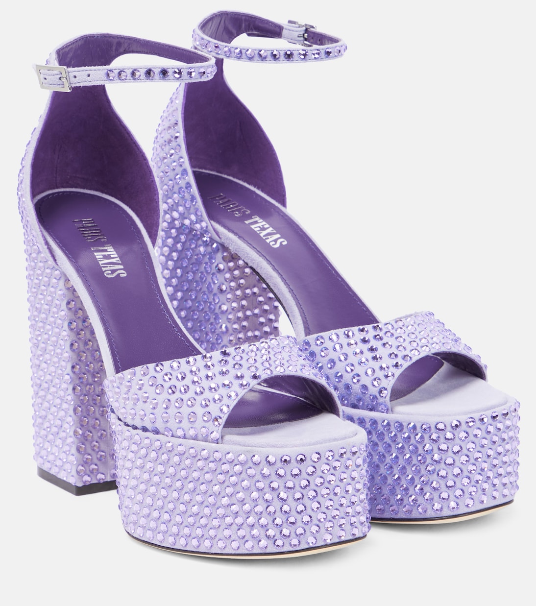 Босоножки на платформе из кожи с декором от Holly Tatiana Paris Texas, Light Amethyst