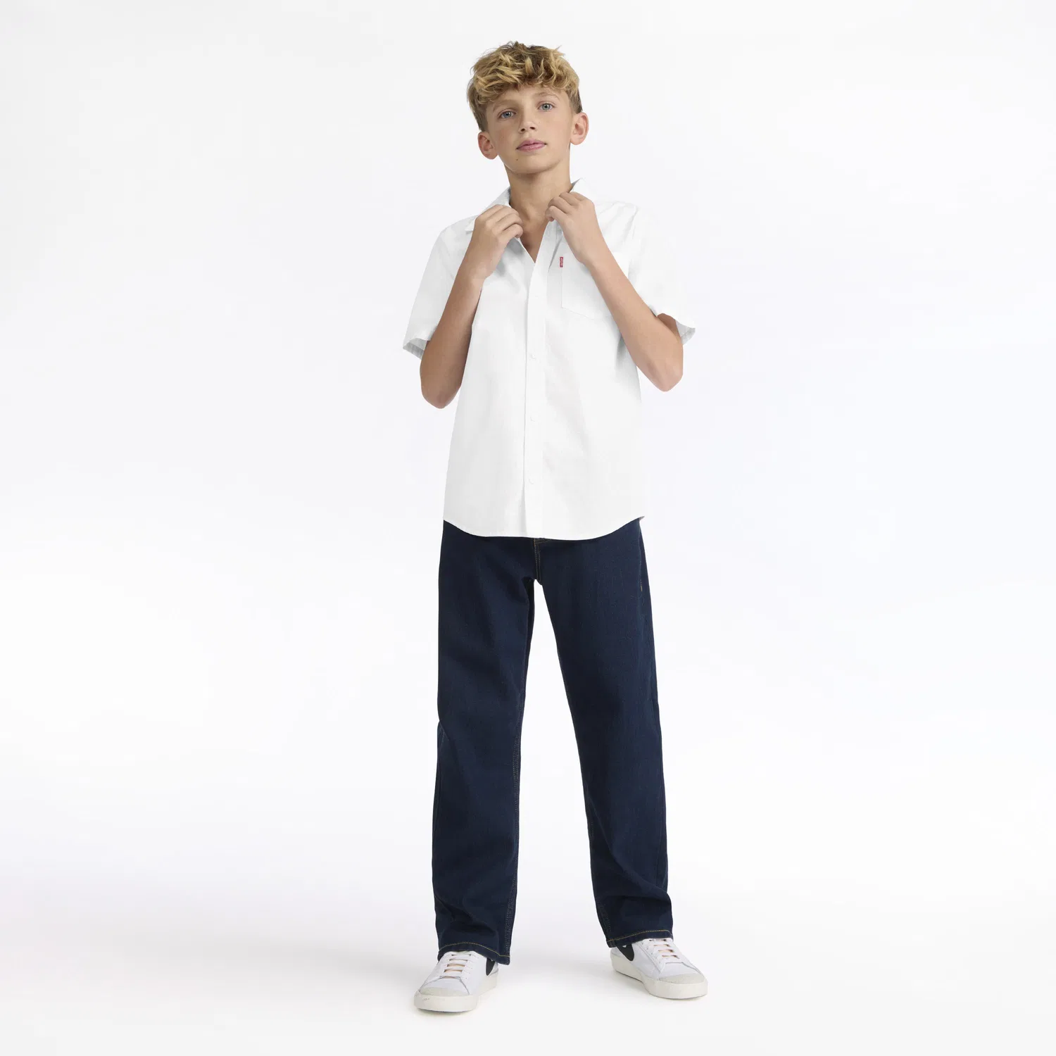Тканая рубашка с коротким рукавом для мальчиков 8-20 лет Levi's, White — фото 4