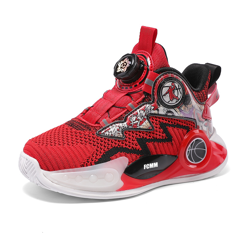 

Баскетбольные кроссовки средней высоты с амортизацией, износостойкие, дышащие, детские FCMM, красный