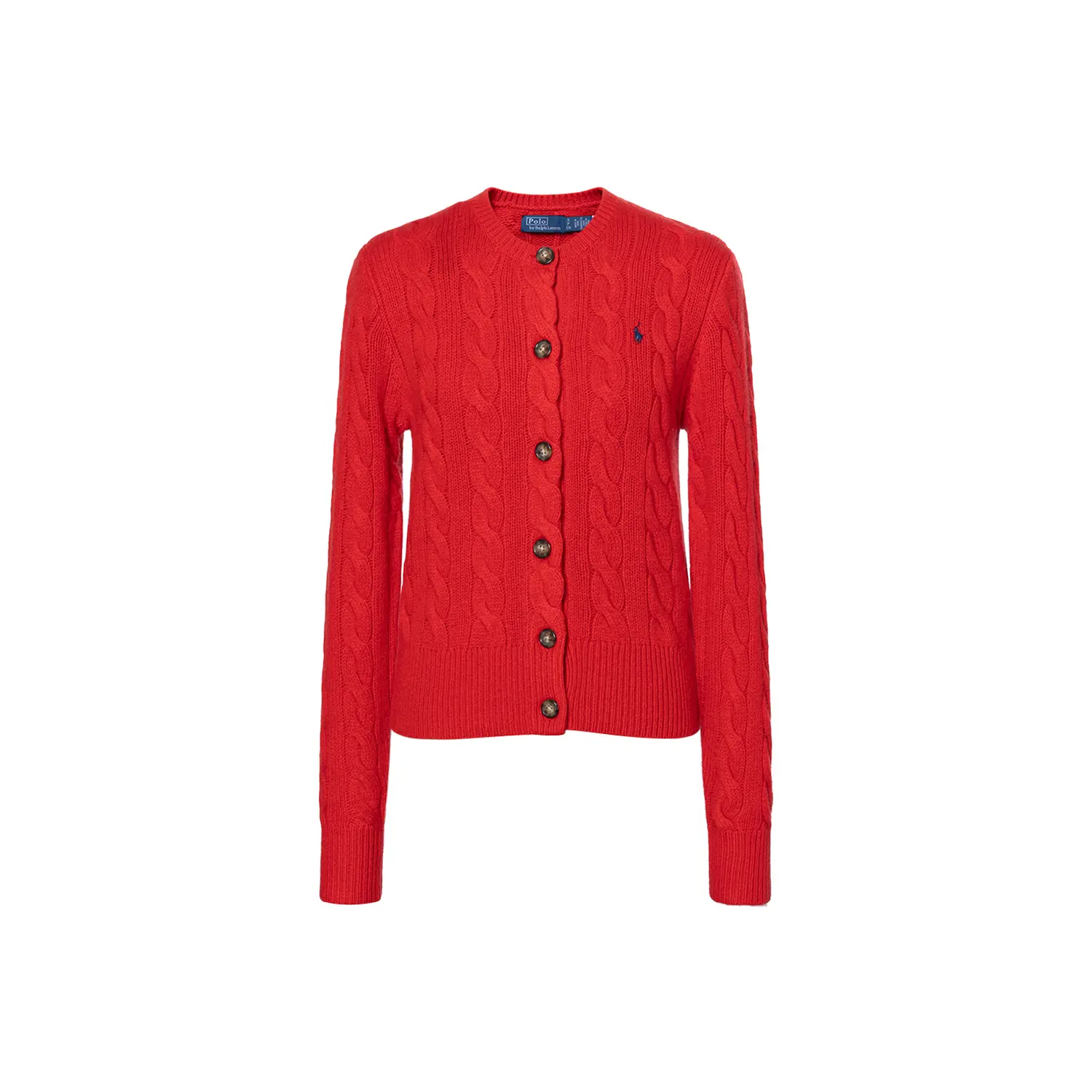 

Вязаный свитер кабельной вязкой Polo Ralph Lauren, красный