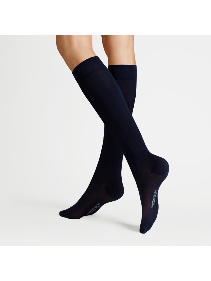 

Hudson Высокие носки Relax Fine с не сдавливающим поясом, темно-синего цвета