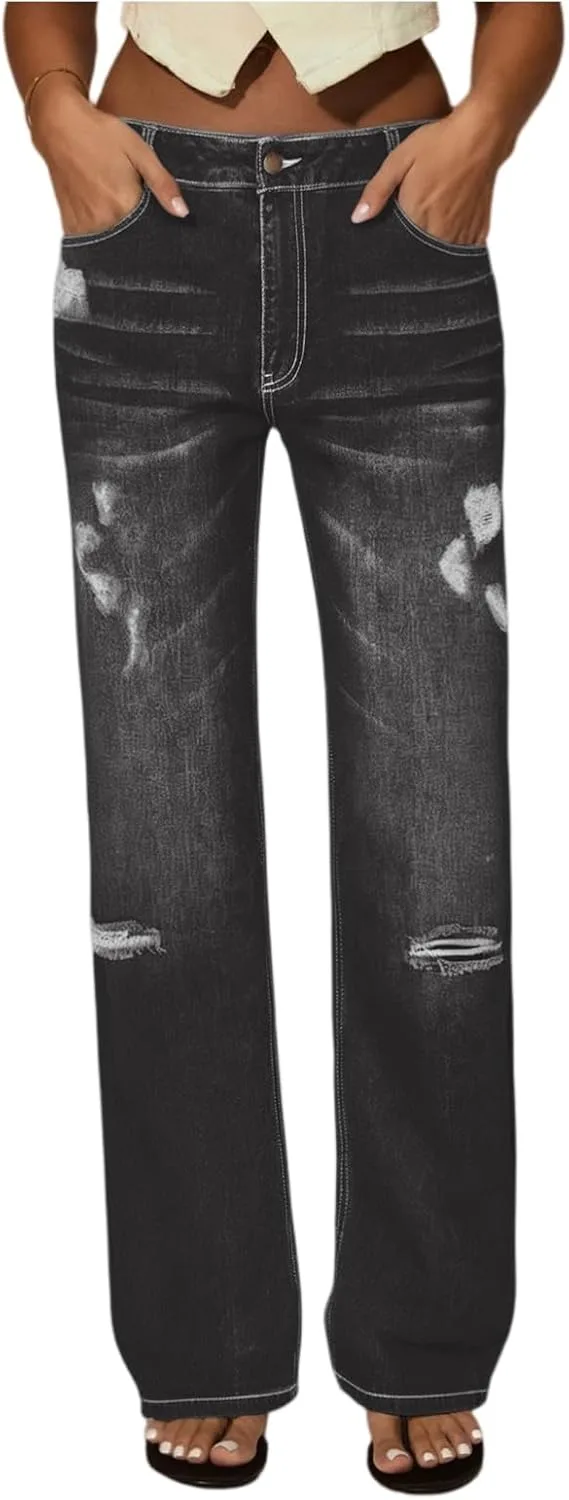 

Женские джинсы с высокой талией и прямыми широкими штанинами