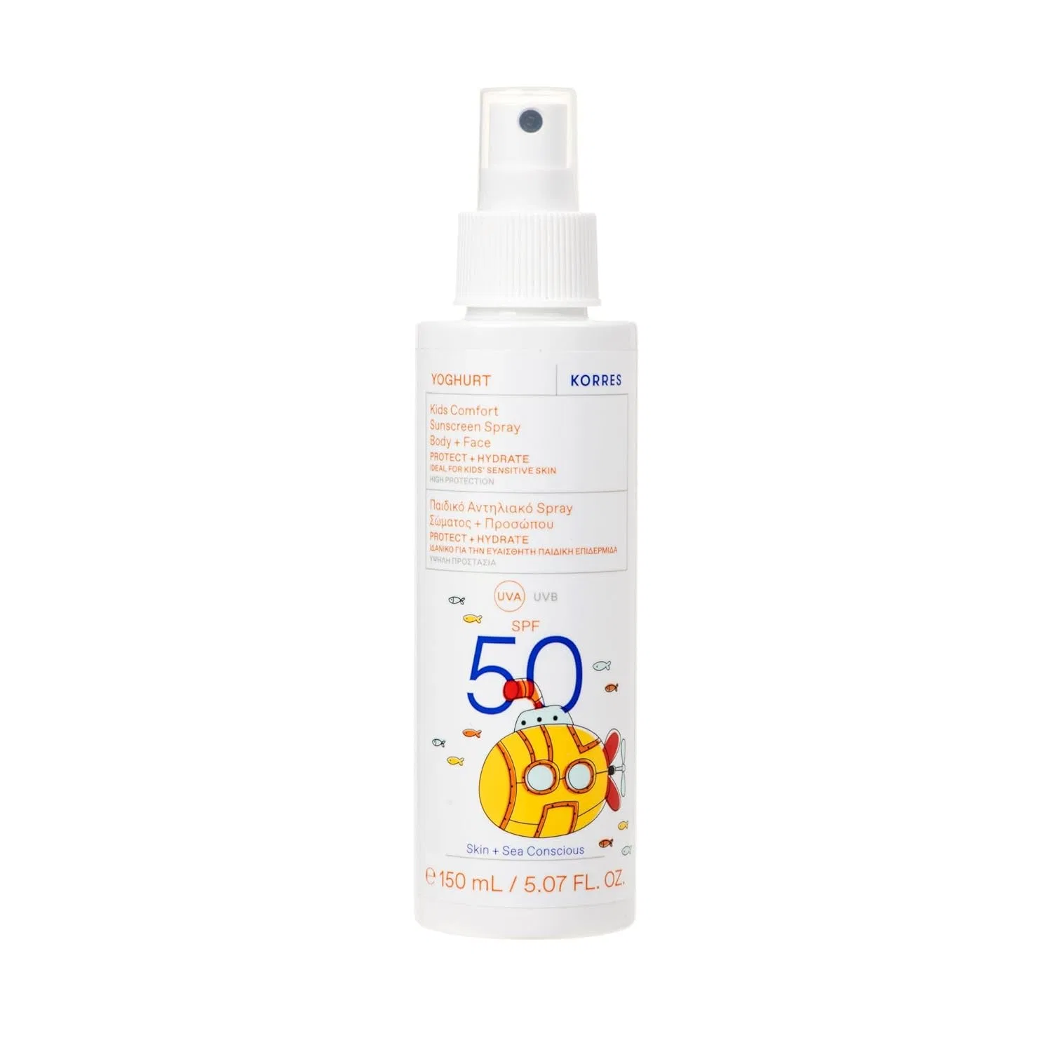 Детский солнцезащитный спрей для лица и тела «YOGHURT Comfort Sun Protection Spray» SPF50 от KORRES Korres