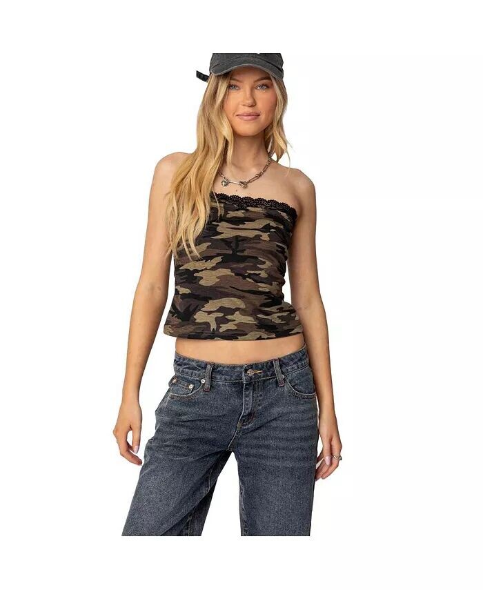 

Женский топ-труба Lacey Camo Edikted, зеленый
