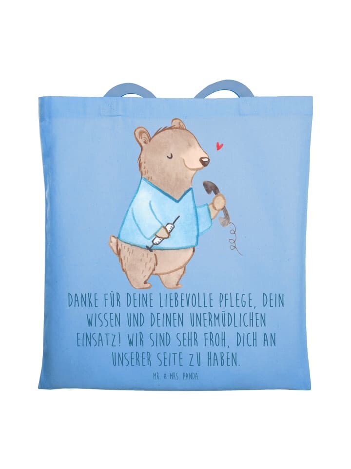 

Сумка Mr. & Mrs. Panda Tragetasche Dankbare Pflegekraft mit Spruch, небесно-синий