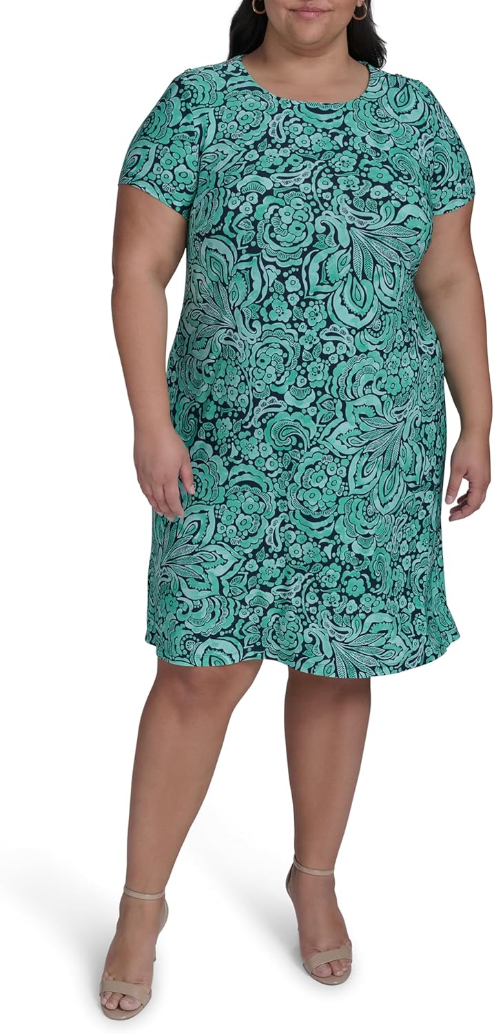 

Женское трикотажное платье-футляр с короткими рукавами от Tommy Hilfiger, Parakeet Multi