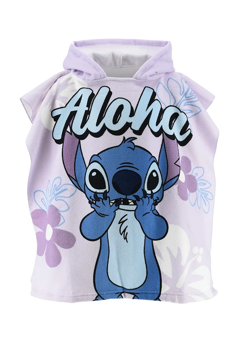 Детский пончо для купания с капюшоном 55x110 см Stitch, лиловый