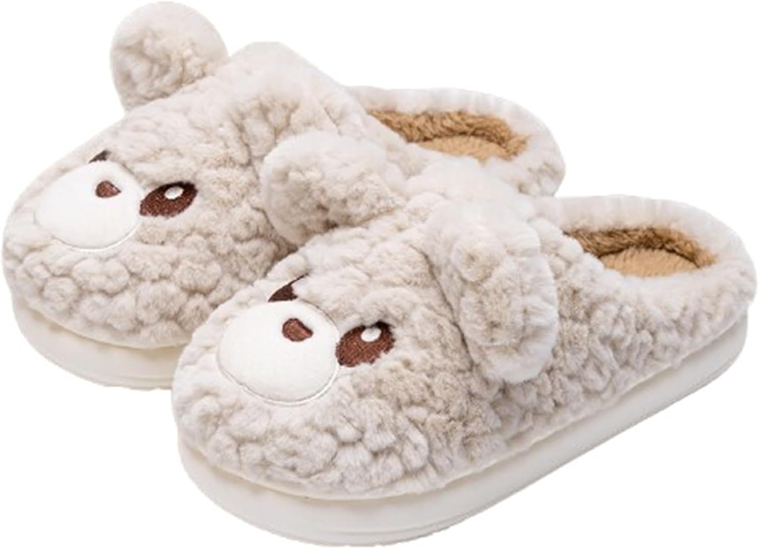 

Мягкие домашние тапочки для мужчин и женщин, хлопковые тапочки с изображением мультяшного медведя, зимние теплые, мягкие и удобные тапочки на толстой подошве для улицы и дома (размер 40/41 EU, коричневый) Znel