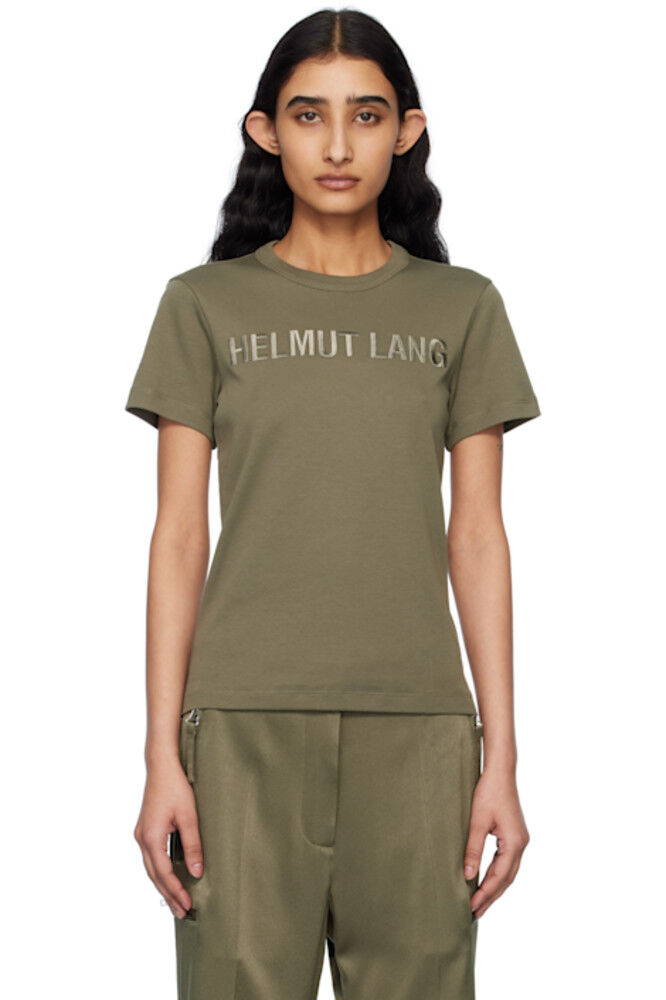 

Футболка цвета хаки с логотипом Slim Helmut Lang