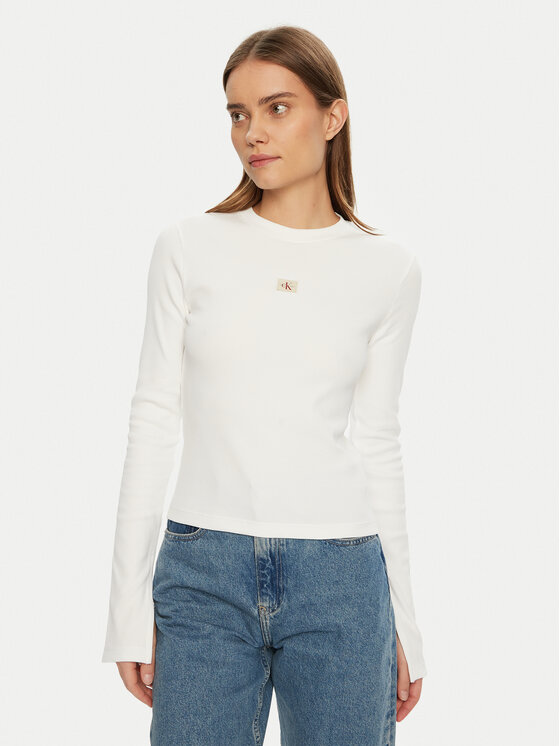 

Блузка облегающего кроя J20J224760 Calvin Klein Jeans, белый