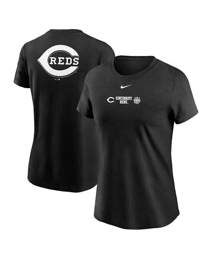 

Женская черная футболка через плечо Cincinnati Reds Nike