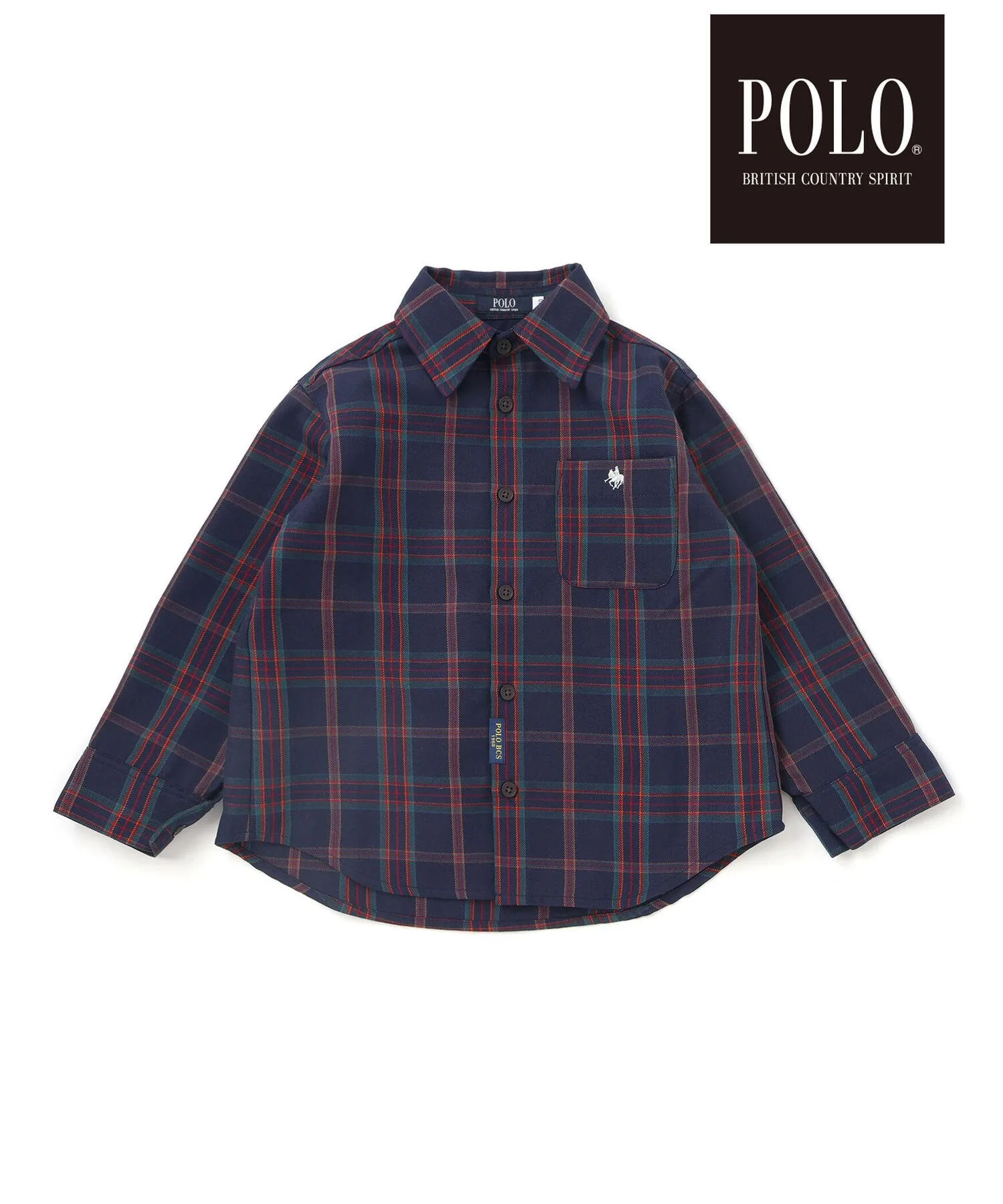 Рубашка POLO BCS*SLAP SLIP в клетку с вышитым нагрудным карманом (80-130 см), созданная в рамках сотрудничества с брендом SLAP SLIP, Navy