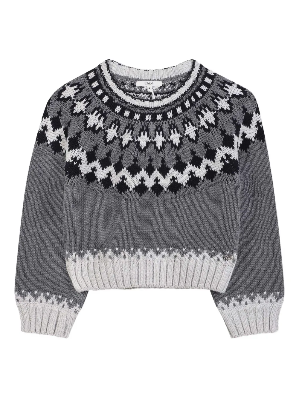 

Укороченный свитер с узором Chloé Kids, серый