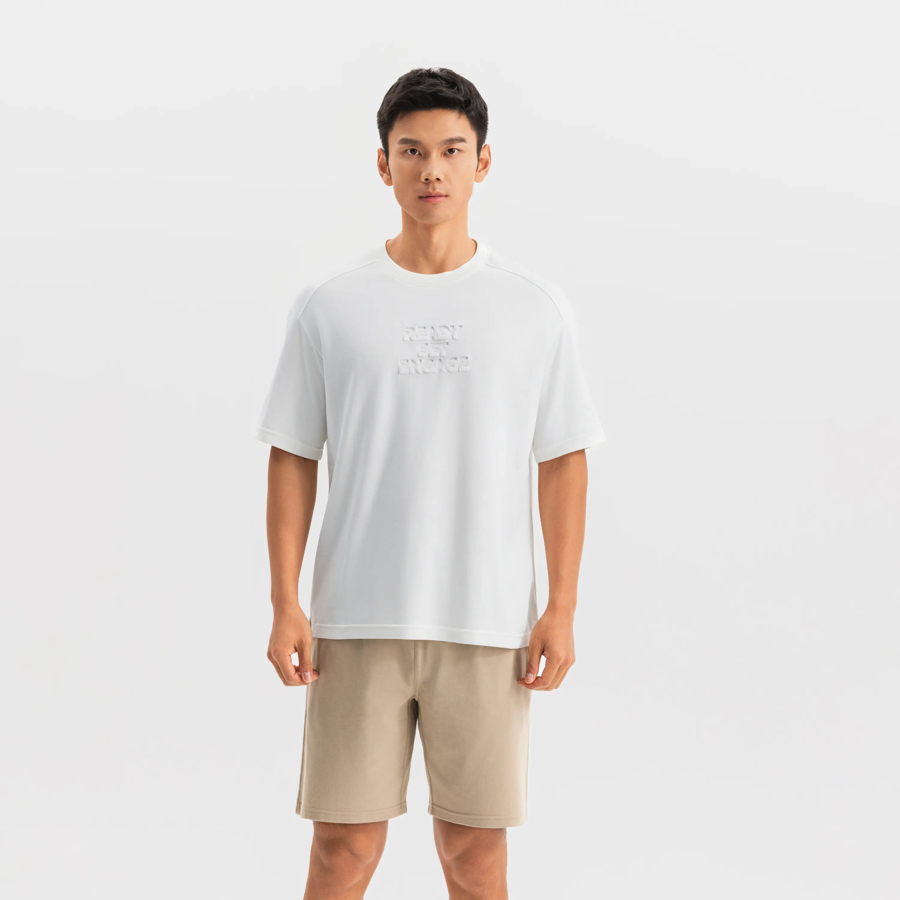 

Мужская футболка для фитнеса Domyos COOLMAX свободного кроя белая