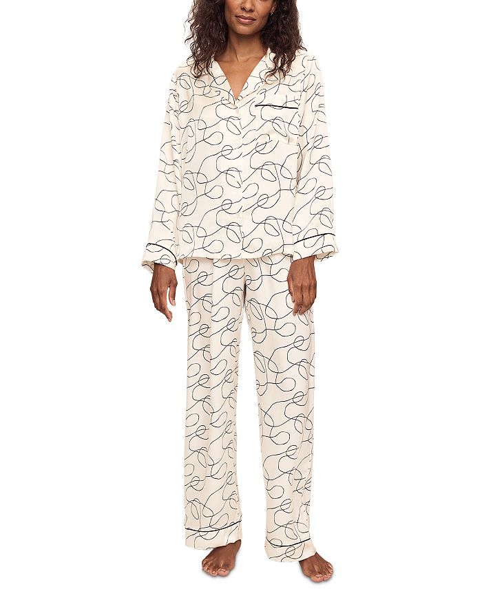 

Инез Пижамный комплект из стираемого шелка с принтом, длинный Eberjey, мультиколор