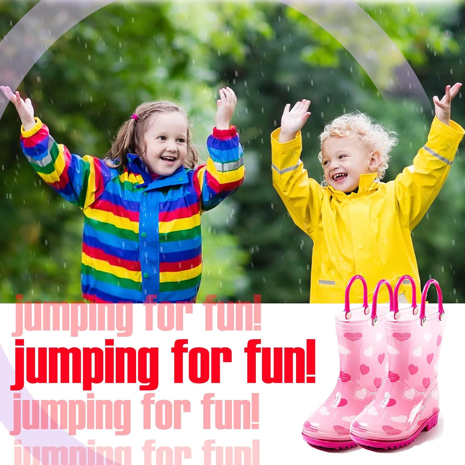 Водонепроницаемые ПВХ сандалии Puddle Play для малышей и детей с ручками для легкого надевания - легкие противоскользящие сапоги для мальчиков и девочек, Hearts Shapes — фото 4