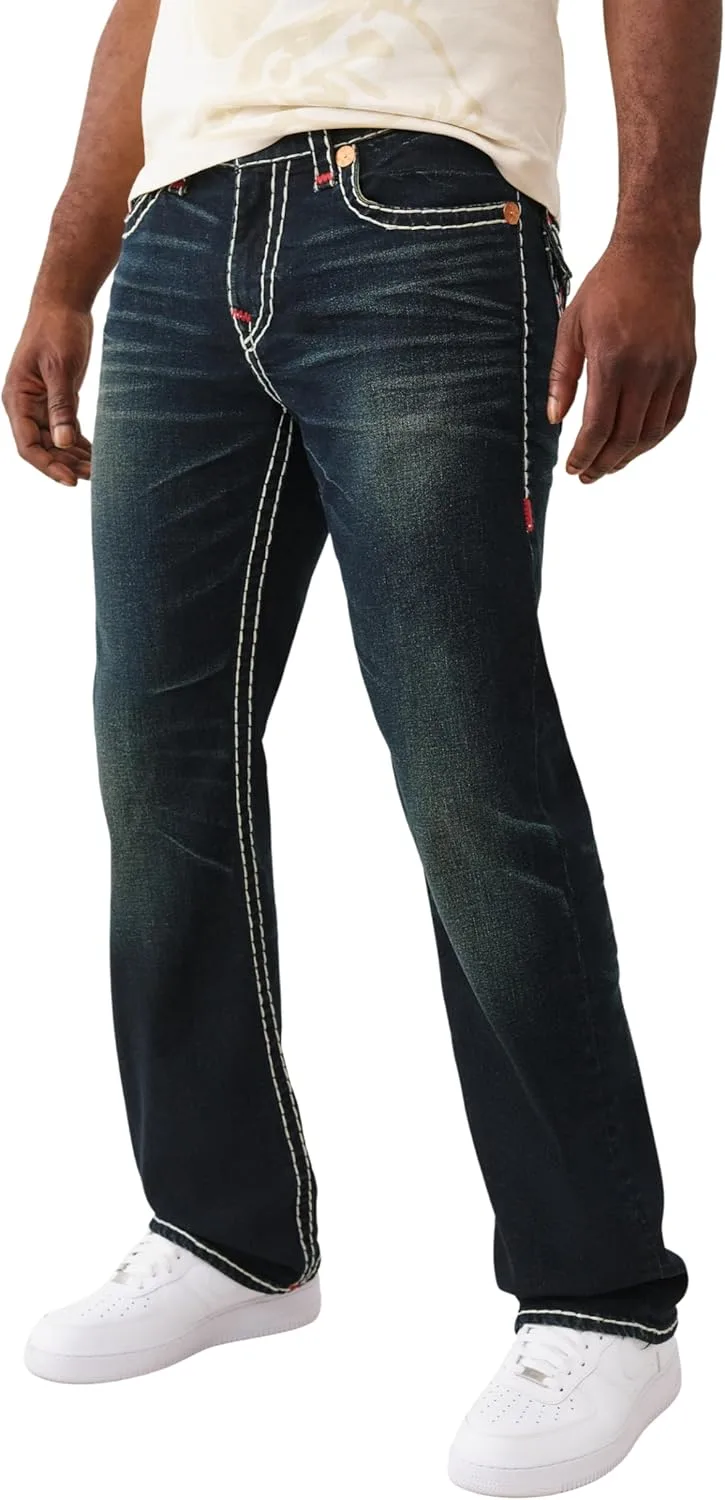 Джинсы True Religion Billy Super T Flap, прямой крой, контрастная