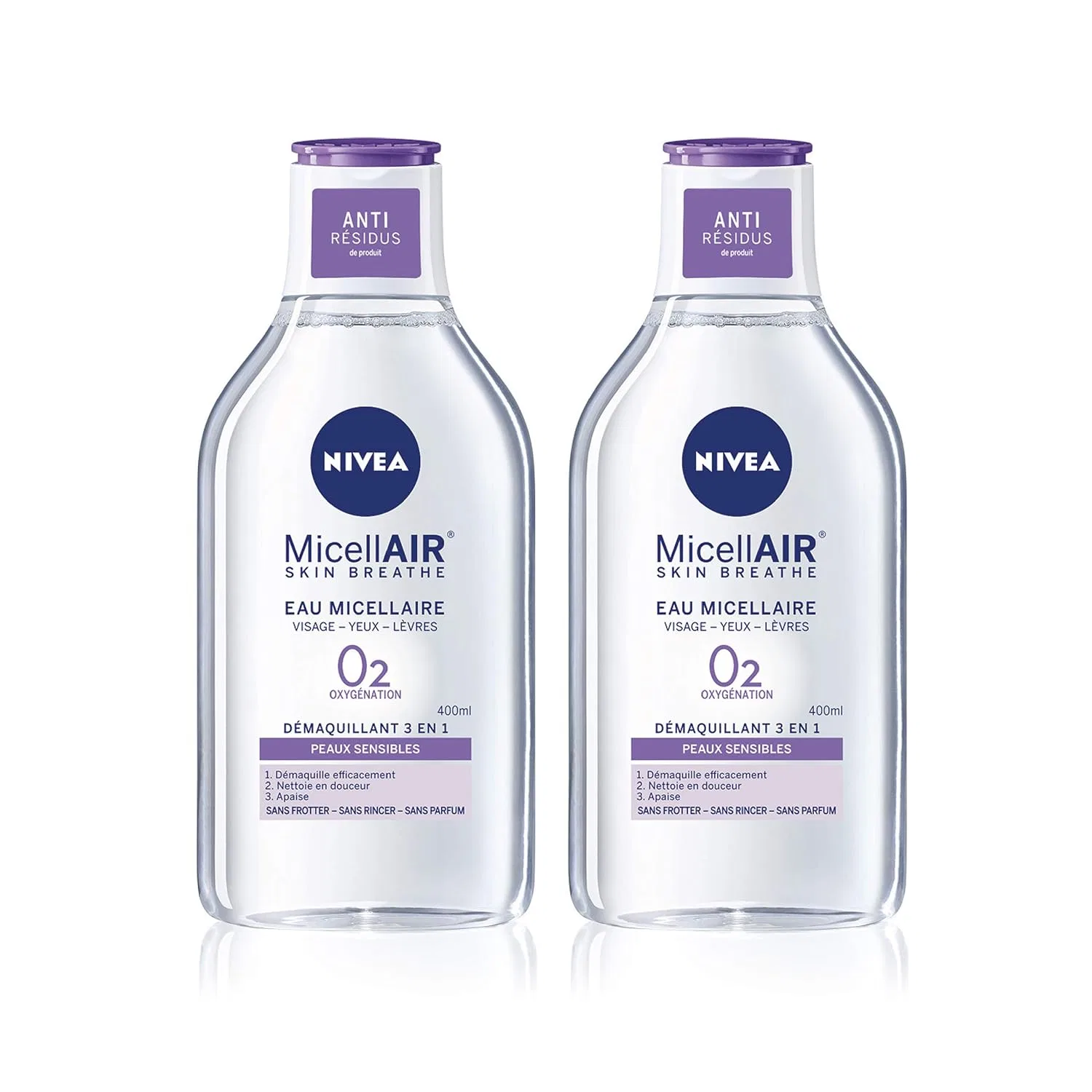 Мицеллярная вода NIVEA MicellAIR SKIN BREATHE для чувствительной кожи, 2 x 400 мл ‎Nivea