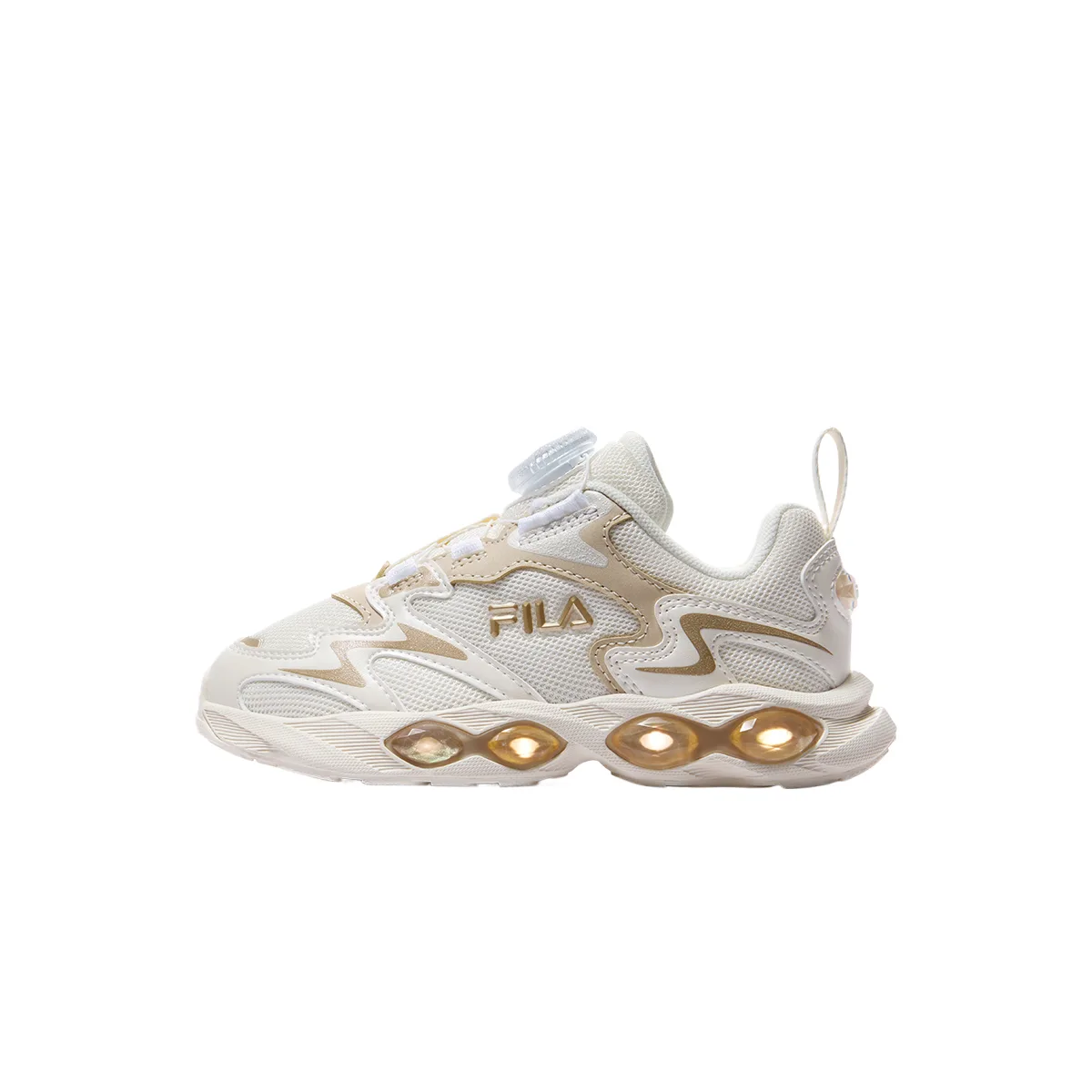 Кроссовки повседневные низкие детские из искусственной кожи и текстиля FILA KIDS, Milk White/Frosted Almond Gold