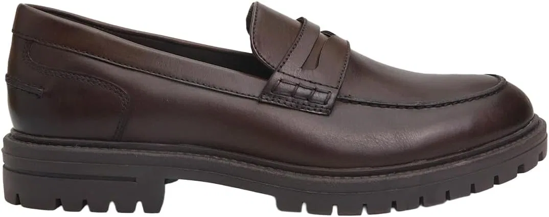 Туфли Bata Mocassini da Uomo in Pelle Con Suola Track, Brown