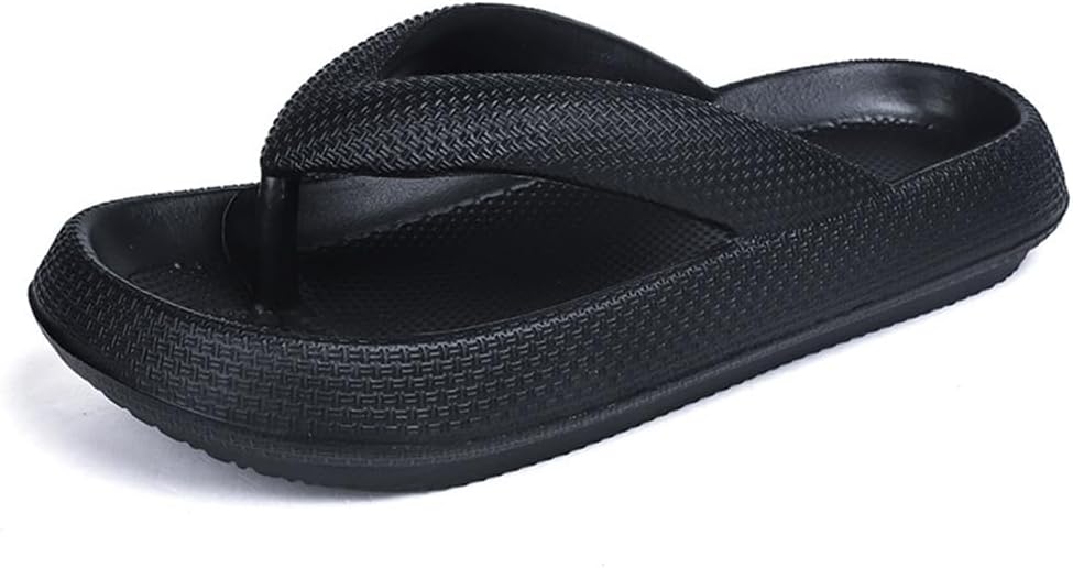 

Вьетнамки для женщин и мужчин, мягкие и легкие шлепанцы с антискользящей подошвой, удобные сандалии для душа, спа, прогулок, бассейна и пляжа Sugureta, черный