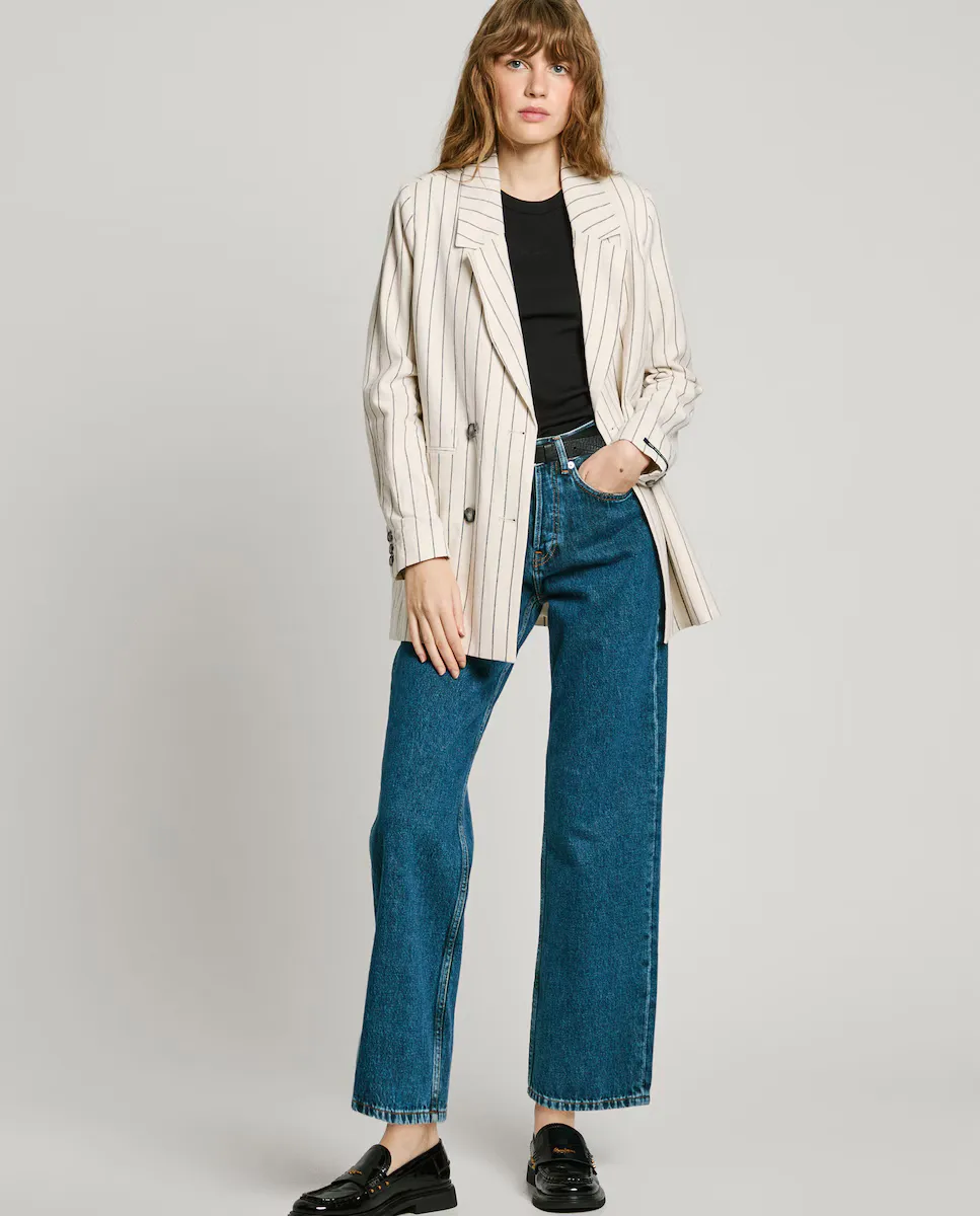 

Женские прямые джинсы с высокой посадкой, неэластичные Pepe Jeans, синий