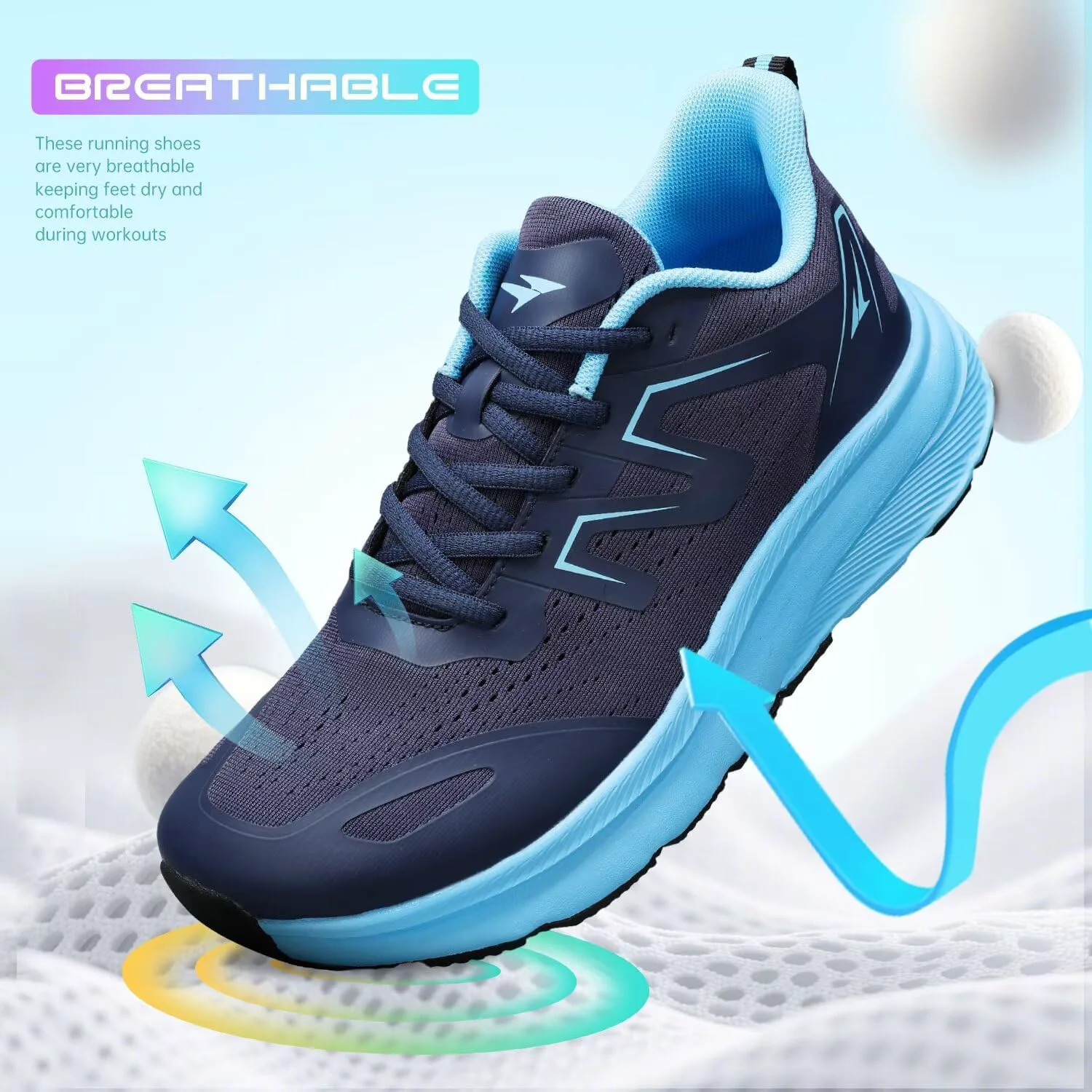 

Мужские кроссовки KDN с широкой носочной частью, амортизирующие для бега по дороге, противоскользящие, для ходьбы, удобные спортивные кроссовки для тренажерного зала, для широкой стопы, широкой полноты, темно-синий