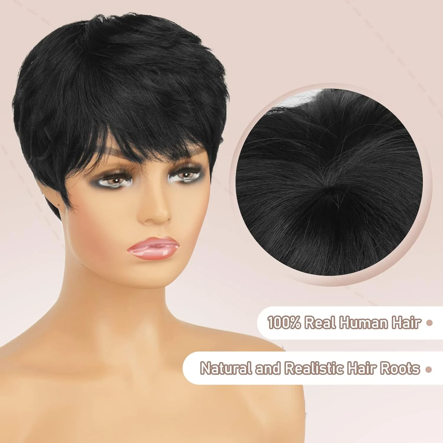Женский парик Pixie Cut из натуральных волос RUWISS, черный Ruwiss — фото 4