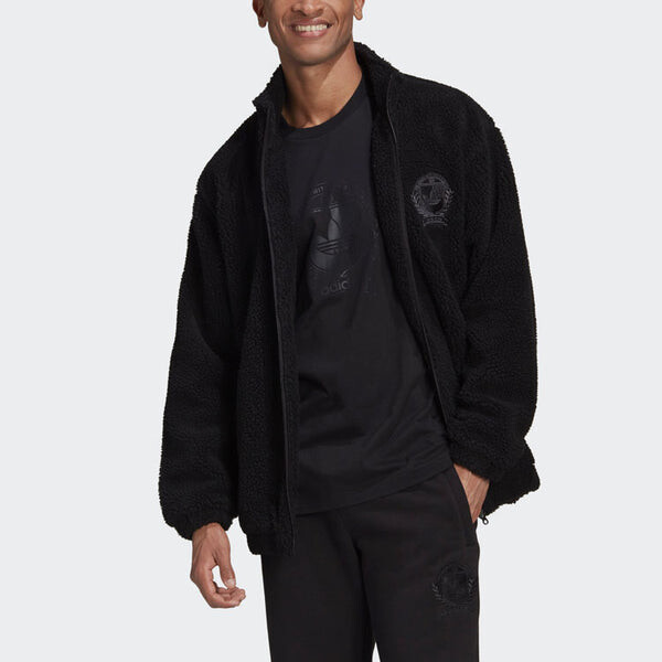 Куртка adidas originals C Crest Jacket Stay Warm polar fleece Stand Collar Black, черный — фото 4