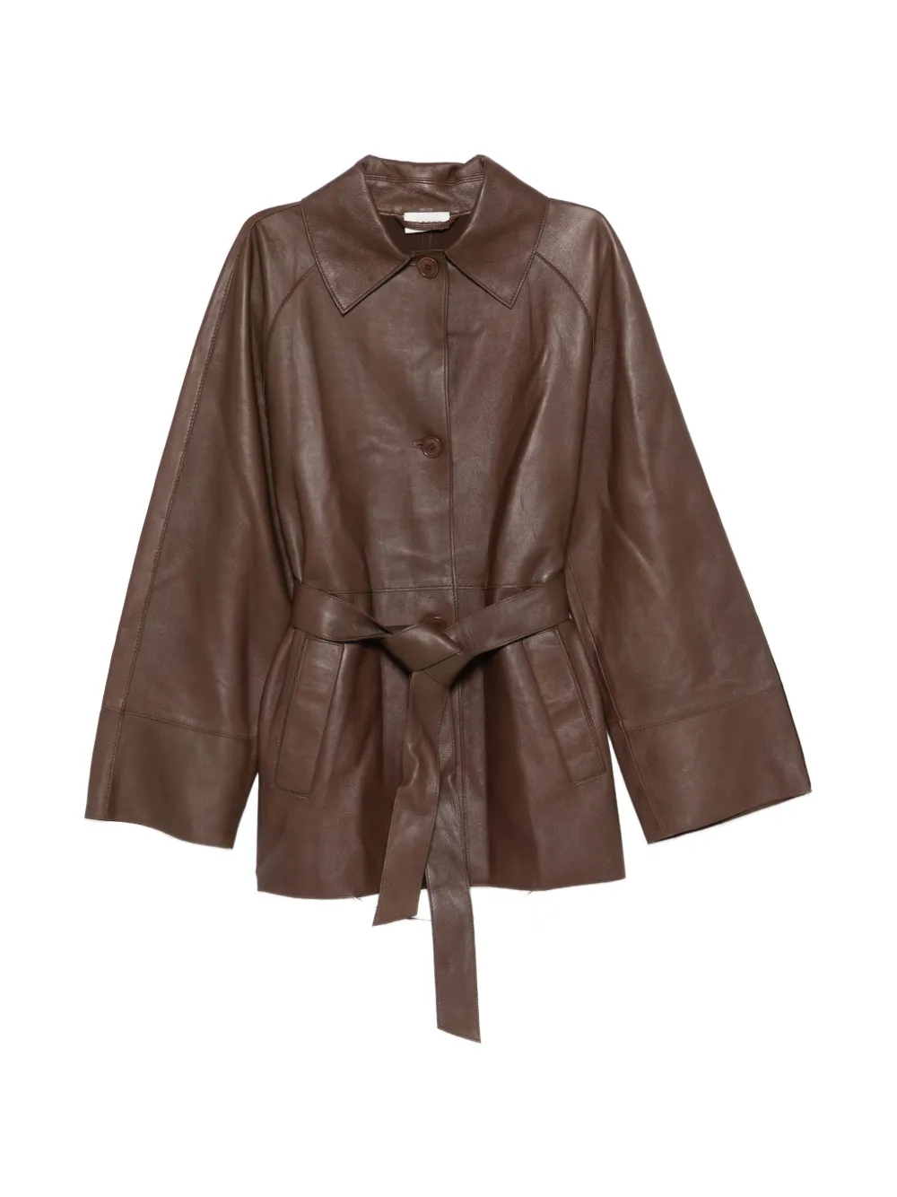 

Кожаная куртка с поясом P.A.R.O.S.H., коричневый