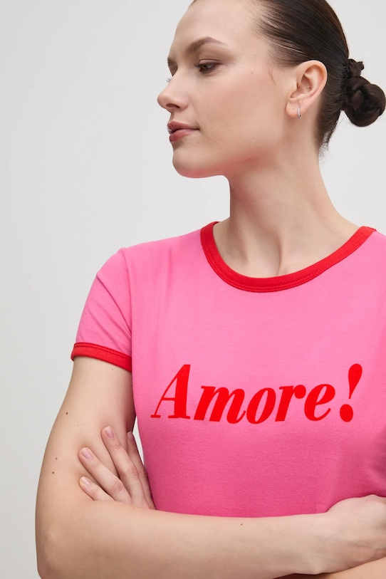 

Хлопковая футболка Amore Vintage Drivemebikini, розовый