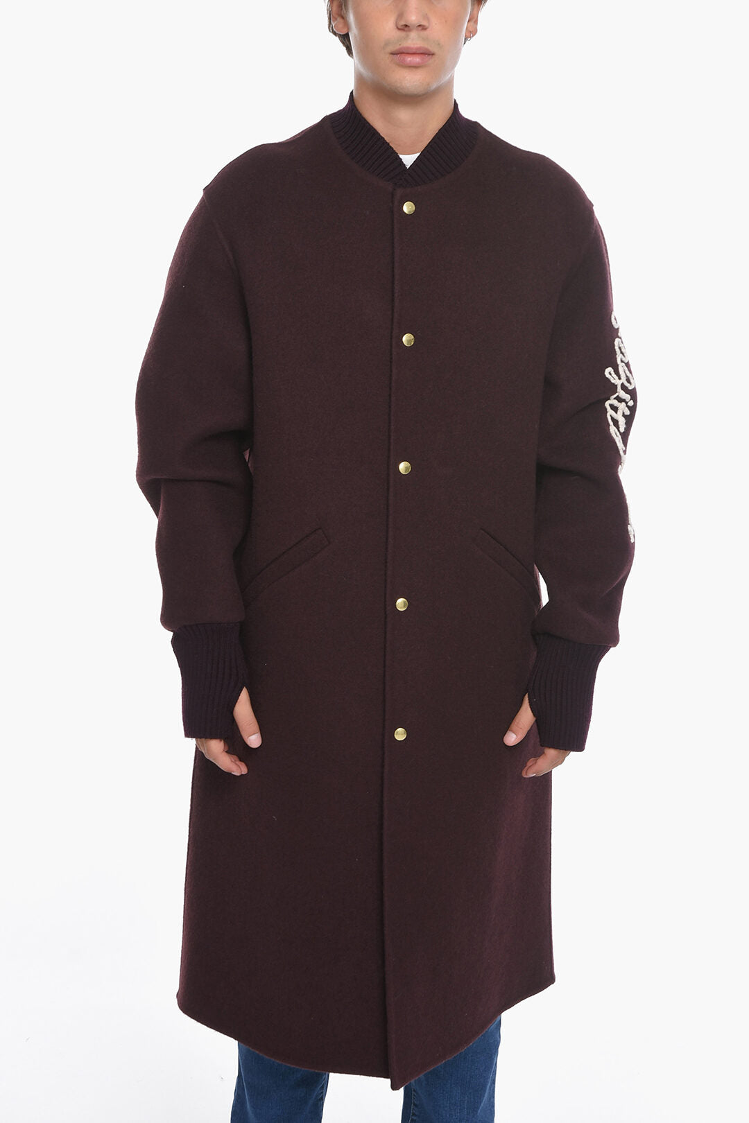 

Пальто из шерстяной смеси SAGITTARIUS с вышивкой Jil Sander, цвет burgundy