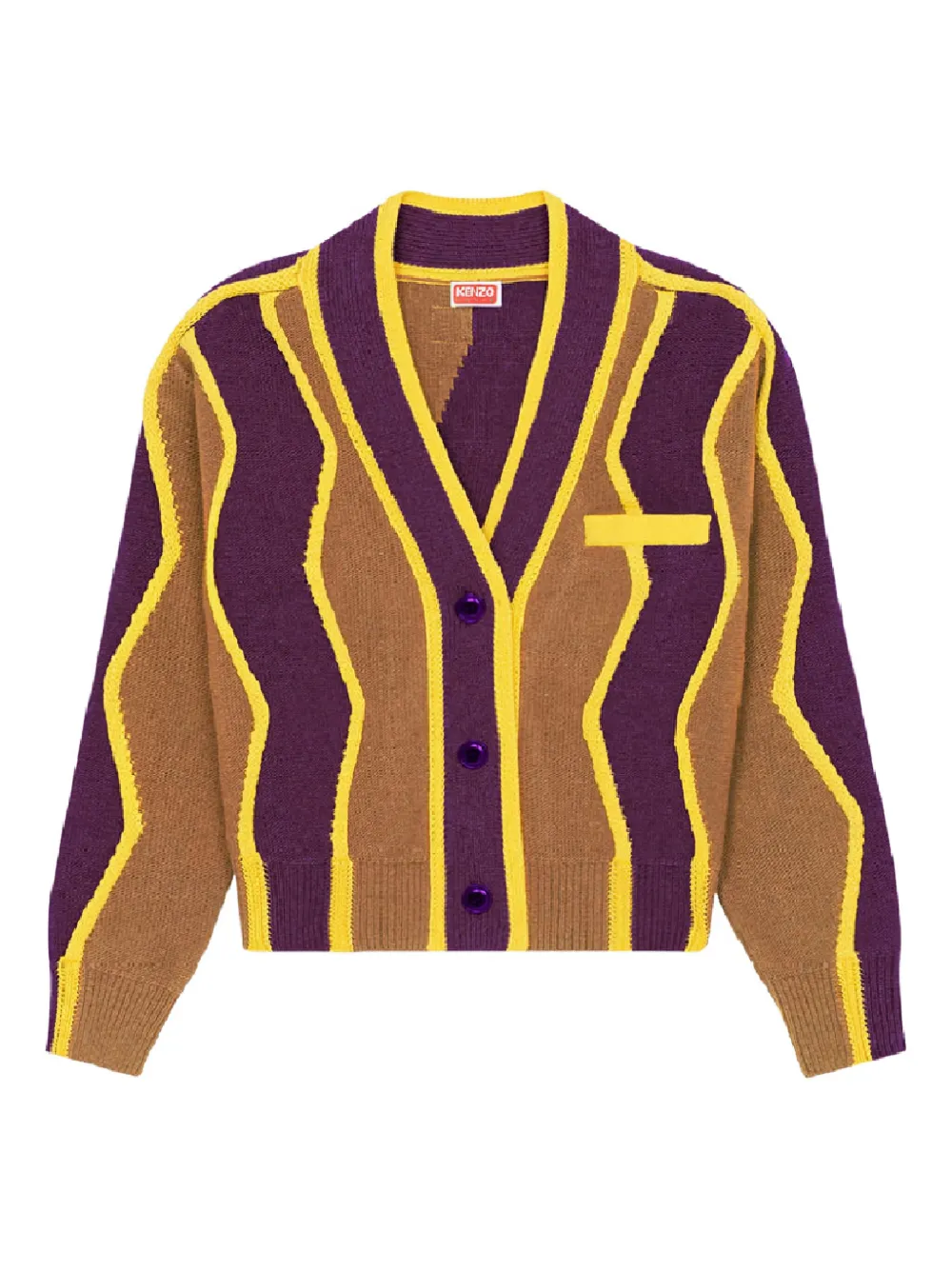 

Кардиган с волнистыми полосами Kenzo, коричневый