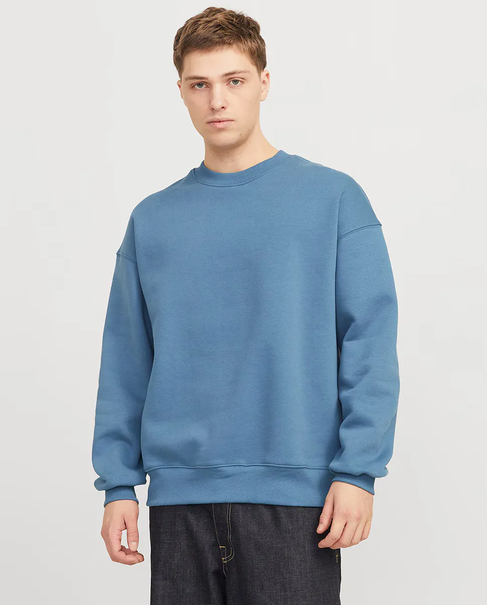 

Мужская однотонная толстовка с длинными рукавами и круглым вырезом Jack & Jones, синий