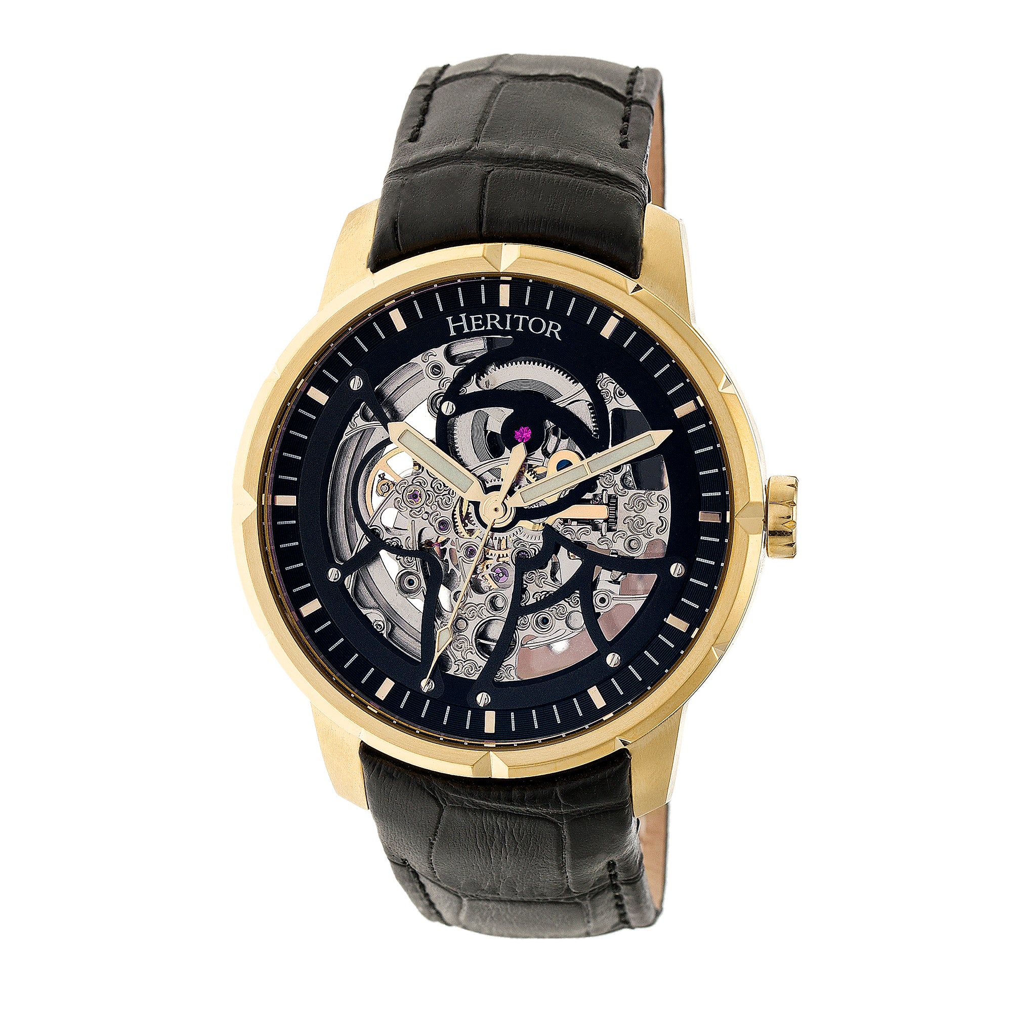 

Часы Ryder Skeleton с кожаным ремешком Heritor Automatic, золотой
